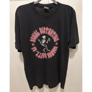 SOCIAL DISTORTION VTG Punk Band Tee T Black Red Skeleton Orange Country CA